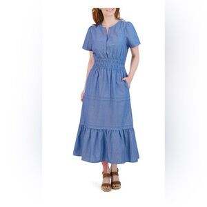 French Connection Blue Maxi Dress with Pockets! Size XXL